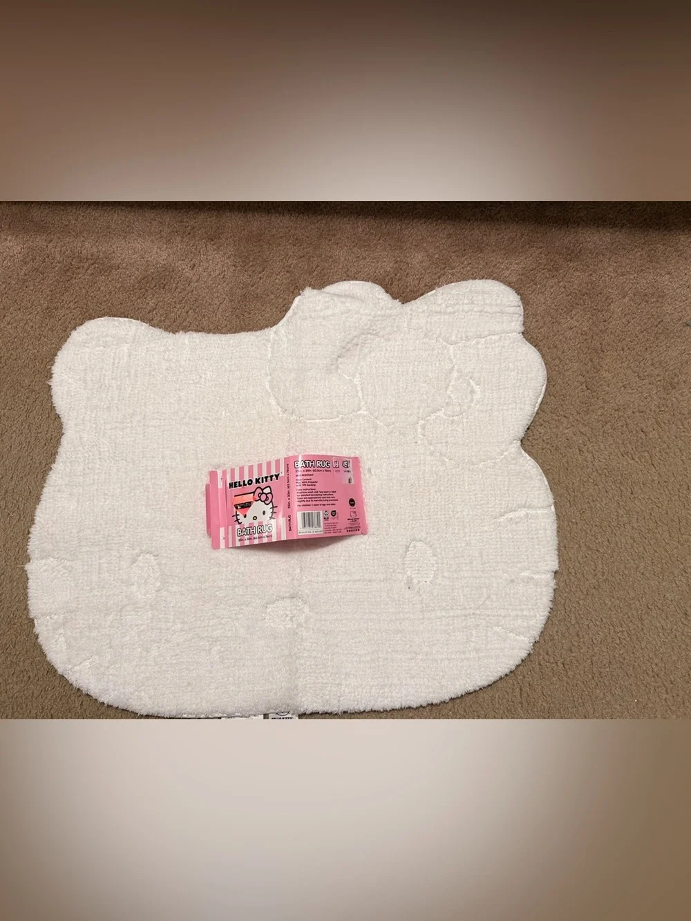 Hello Kitty White Plush Character Bath Mat